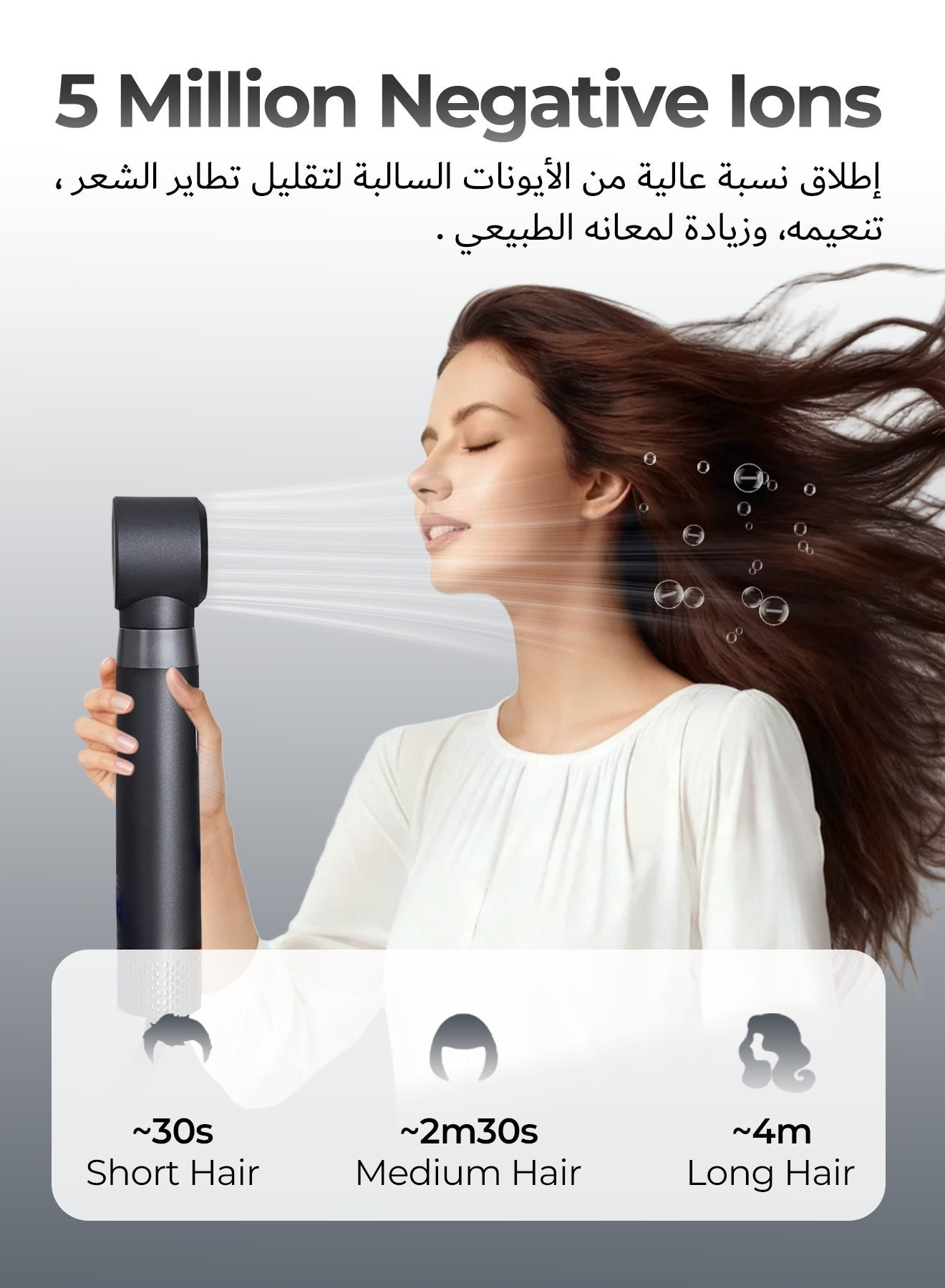 مجفف شعر ذو فرشاة 5 في 1، 1000 واط أيوني متعدد الو...